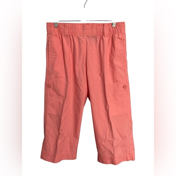 Lemon Grass Studio Peachy Pink Cotton Cargo Capri Pants size M - Picture 1 of 5